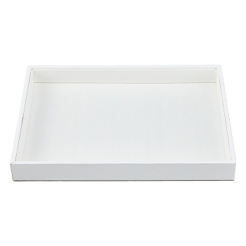 Rectangle PU Imitation Leather Jewelry Display Trays, for Necklaces, Bracelets, Rings, Earrings Storage, White, 28.25x20.1x3.2cm