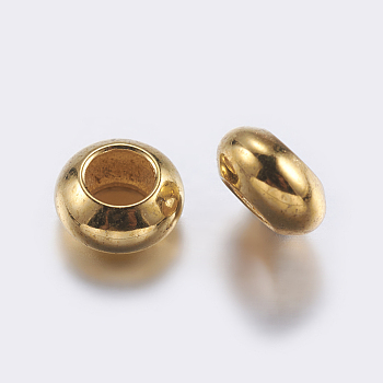 Brass Beads, Rondelle, Golden, 6x3mm, Hole: 3mm