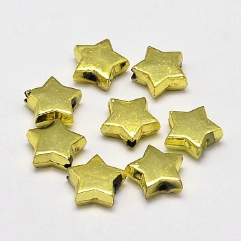 Metallic Plated Star Acrylic Beads, Golden, 11x11x4mm, Hole: 1mm, about 2050pcs/500g