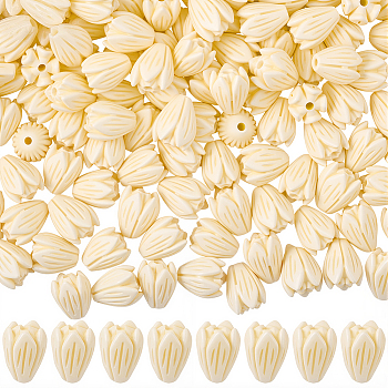 Dyed Synthetic Coral Beads, for DIY Jewelry Making, Jasmine Flower, Creamy White, 8~8.5x6.5~7mm, Hole: 1mm, 200pcs