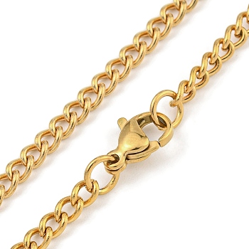 Ion Plating(IP) 201 Stainless Steel Curb Chain Necklaces for Women and Men, Real 18K Gold Plated, 23.43~24.02 inch(59.5~61cm)