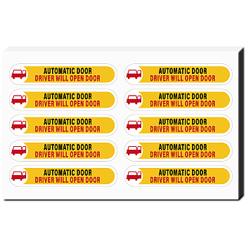 Mini PVC Coated Self Adhesive AUTOMATIC DOOR Warning Stickers, Waterproof Caution Sign Safety Sign Decals, Vehicle, 174x276mm, 8 sheets/set