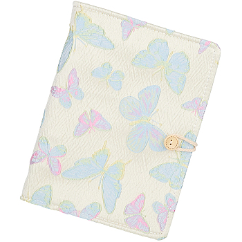 Cloth 6-Ring Loose Leaf Zipper Book Covers, Binder Cover, Rectangle with Butterfly, Floral White, 235x175x28mm