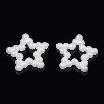 ABS Plastic Imitation Pearl Linking Rings, Star, Creamy White, 11.5x12x2mm