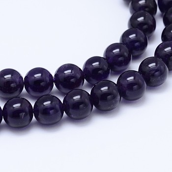 Natural Amethyst Round Bead Strands, Grade A+, 6mm, Hole: 0.8mm, about 64pcs/strand, 15.5 inch