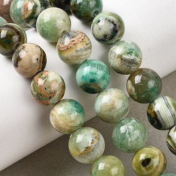 Natural Green Line Jasper  Beads Strands, Round, 6mm, about 63pcs/strand, 15.63 inch(39.7cm)