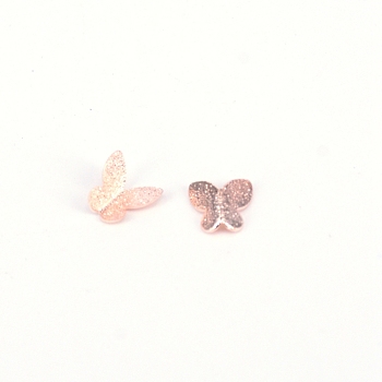 Textured Alloy Cabochons, Nail Art Decoration Accessories for Women, Butterfly, Rose Gold, 7.5x7.5x2.5mm