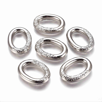 CCB Plastic Carved Linking Rings, Oval, Platinum, 29x22x5.5mm