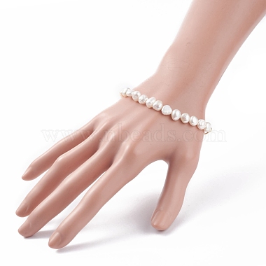 Bracelet en perles de perles naturelles avec chaînes de trombones en laiton pour femme(BJEW-JB07920-01)-3