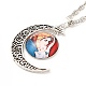 Glass Religion Fairy with Crescent Moon Pendant Necklace(NJEW-P270-01A)-1