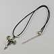 Zinc Alloy Skull and Cross Necklaces for Halloween(NJEW-R128-16)-2