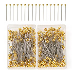2 Sets Stainless Steel Ball Positioning Head Pins, for Handcrafted Garment Head, Golden & Stainless Steel Color, 37x4mm, pin: 1mm, 100pcs/set(FIND-TA0009-26G)