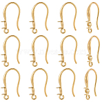 12Pcs 304 Stainless Steel Earring Hooks, for Half Drilled Beads, Real 18K Gold Plated, 17x11mm, Hole: 1.2mm, Fit for 3x1mm Rhinestone(STAS-BBC0008-76)