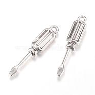 Tibetan Style Alloy Pendants, Cadmium Free & Lead Free, Screwdriver//Tool, Antique Silver, 31x6x4mm, Hole: 2mm, about 500pcs/1000g(TIBEP-S302-14AS-LF)