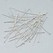 925 Sterling Silver Ball Head Pins, Silver, 45x1.5mm, Pin: 0.5mm(STER-T002-163S)