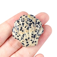 Natural Dalmatian Jasper Carved Healing Shell Shape Figurines, Reiki Energy Stone Display Decorations, 30x30mm(PW-WG72799-01)