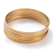 7Pcs Women's Simple Fashion Vacuum Plating 304 Stainless Steel Stackable Bangles, Golden, Inner Diameter: 2-3/4 inch(6.9cm)(BJEW-O182-06G)