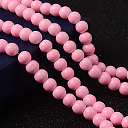 Painted Glass Bead Strands, Baking Paint, Round, Pearl Pink, 6mm, Hole: 1.3~1.6mm, about 133pcs/strand, 31.4 inch(DGLA-S071-6mm-37)