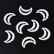 ABS Plastic Imitation Pearl Linking Rings, Crescent Moon, White, 15x11x2.5mm, Inner Diameter: 1.6x7mm, about 1000pcs/bag(OACR-T015-07-01)