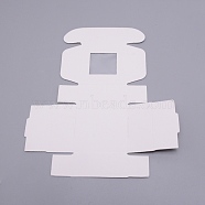 Kraft Paper Cardboard Jewelry Boxes, with PVC Window, White, Box: 6.5x6.5x3cm(CON-WH0039-15B)