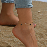 Double-layer Anklets for Women, Heart Charm Anklets(IB3263)