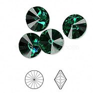 Austrian Crystal Rhinestone Cabochons, Crystal Passions, Foil Back, Faceted Rivoli, 1122, 205_Emerald, 10.187~10.540mm(X-1122-SS47-F205)