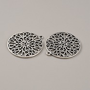 Tibetan Style Zinc Alloy Pendants, Flower of Life Charms, Antique Silver, 42.5x39x2mm, Hole: 2.5mm(TIBEP-WH0001-06AS)