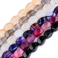 Natural Agate Beads Strands, Mixed Dyed and Undyed, Twist, Mixed Color, 11~12x7~8x7~8mm, Hole: 1.2mm, about 32~33pcs/strand, 14.96 inch~15.74 inch(38~40cm)(G-S359-129)