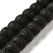 Natural Lava Rock Dyed Beads Strands, Rondelle, Black, 10x7~7.5mm, Hole: 1.6mm, about 55~56pcs/strand, 16.14''(41~41.5cm)(G-Z036-A01-18)