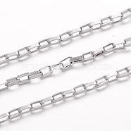 304 Stainless Steel Box Chains, Unwelded, for Jewelry Making, Stainless Steel Color, 3x1.5x0.8mm(CHS-K004-02P-0.8mm)