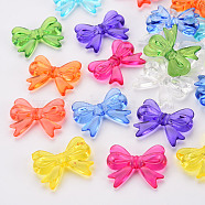 Transparent Acrylic Beads, Bowknot, Mixed Color, 23x29.5x6mm, Hole: 1.6mm(X-TACR-S154-56B)