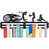 Sports Theme Iron Medal Hanger Holder Display Wall Rack, with Screws, Volleyball Pattern, 150x400mm(ODIS-WH0021-458)