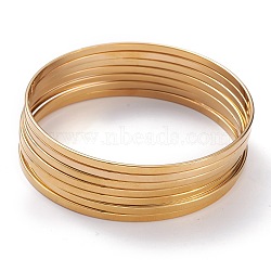 7Pcs Women's Simple Fashion PVD Vacuum Plating 304 Stainless Steel Stackable Bangles, Golden, Inner Diameter: 2-3/4 inch(6.9cm)(BJEW-O182-06G)