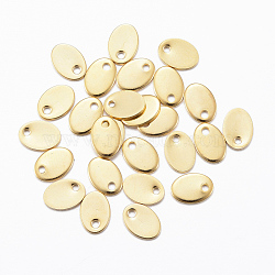 304 Stainless Steel Charms, Stamping Blank Tag, Oval, Real 18K Gold Plated, 7x5x0.8mm, Hole: 1mm(STAS-H557-34G)