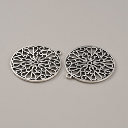 Tibetan Style Zinc Alloy Pendants, Flower of Life Charms, Antique Silver, 42.5x39x2mm, Hole: 2.5mm(TIBEP-WH0001-06AS)