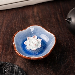 Lotus Porcelain Incense Burners Holder, Aromatherapy Furnace Home Decor, Royal Blue, 75mm(PW-WGD4385-03)