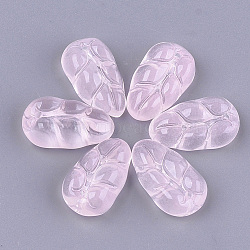 Transparent Spray Painted Glass Pendants, Grape, Pink, 18x10.5x6mm, Hole: 1mm(X-GLAA-S183-16A)