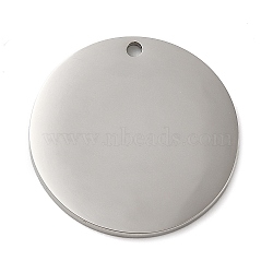 Non-Tarnish 304 Stainless Steel Pendants, Stamping Blank Tag, Flat Round Charm, Stainless Steel Color, 20x1.5mm, Hole: 1.4mm(STAS-K270-28A-P)