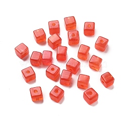 Transparent Acrylic Beads, Imitation Gemstone Beads, Cube, Crimson, 6x6x6mm, Hole: 1.6mm(OACR-H044-04B-12)