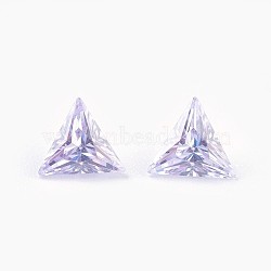 Cubic Zirconia Pointed Back Cabochons, Triangle, Faceted, Lavender, 5x6x3mm(ZIRC-WH0001-A06)