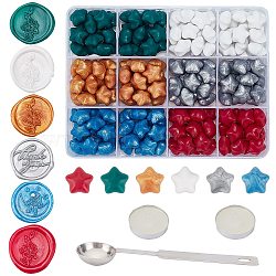 CRASPIRE 183Pcs DIY Stamp Making Kits, Including 6 Colors Sealing Wax Particles, Stainless Steel Spoon, Candle, for Christmas, Mixed Color, 12~12.5mm(DIY-CP0004-39)