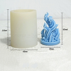 3D Halloween Fire Skull DIY Food Grade Silicone Candle Molds, Aromatherapy Candle Moulds, Scented Candle Making Molds, White, 4.8x6.4cm(PW-WG11727-02)