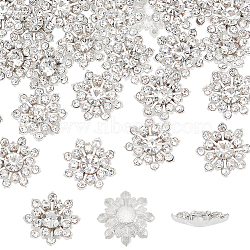 40Pcs Flower Rhinestone Cabochon, with Silver Color Plated Alloy Setting, Crystal, 16x4mm(FIND-FG0003-22)