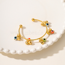 Golden Element Bell Handmade Lampwork Evil Eye Cuff Bangle for Women's Daily Party, Inner Diameter: 2 inch(5cm)(YH4756-4)