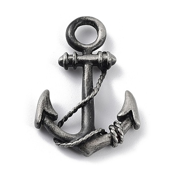 Tibetan Style Alloy Pendant, Frosted, Anchor Charm, Antique Silver, 36.5x25x5mm, Hole: 5.5mm