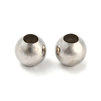 Brass Spacer Beads, Seamless Round Beads, Platinum Color, about 4mm in diameter, hole: 1.8mm