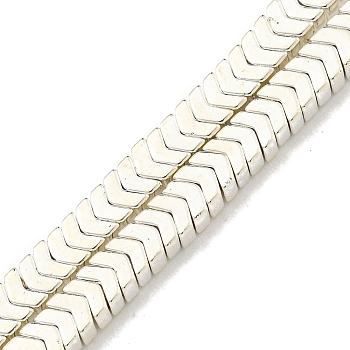 Electroplated Synthetic Non-Magnetic Hematite Beads Strands, Arrow, Silver Plated, 2x4x2.5mm, Hole: 1mm, about 265~271pcs/strand, 15.51''~15.67''(39.4~39.8cm)