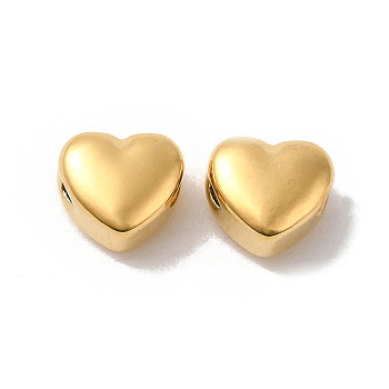 Manual Polishing 304 Stainless Steel Beads, Heart, Real 18K Gold Plated, 6.5x6.5x4mm, Hole: 1.2mm