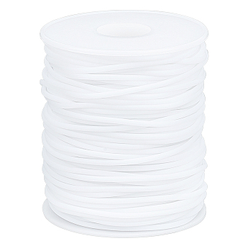 1 Roll Hollow Pipe PVC Tubular Synthetic Rubber Cord, Wrapped Around White Plastic Spool, White, 2mm, Hole: 1mm, about 54.68 Yards(50m)/roll