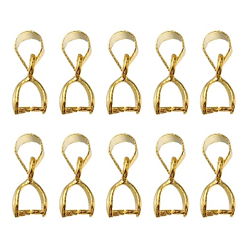 10Pcs Alloy Ice Pick Pinch Bails for Pendant Making, Golden, 13mm, Hole: 4x3.5mm, Pin: 0.7mm